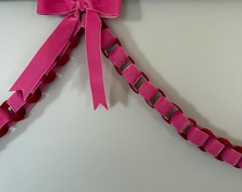 Velvet Pink & Red Chrimas Garland, Valentine’s Day Chain Garland, 6FT Garland