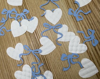 Blue Coquette Theme Confetti  Hearts and Bows:  Tying The Knot Table Decorations