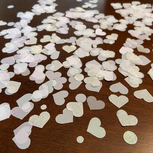 White Wedding Confetti Bridal Shower Heart Confetti