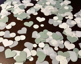 Sage Green Heart Confetti: Glitter Accent, Bridal Shower Decor