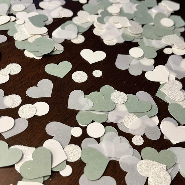 Sage Green & White Confetti, Sage Bridal Shower Decor, Sage Wedding Confetti, Sage Baby Shower Decorations