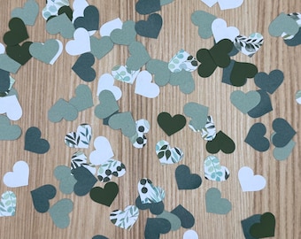 Sage Greenery Heart Confetti: Glitter Accent, Bridal Shower Decor