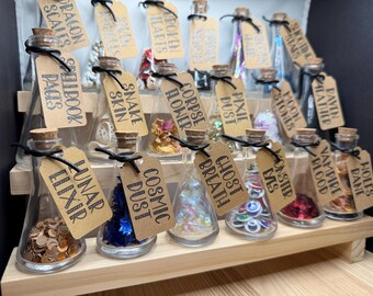 Mini Faux Potion Jars, Spooky Shelf Party Decor