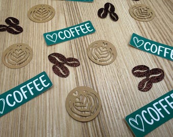 Coffee Theme Confetti: Glitter Coffee Beans, Latte Art, Party Decor