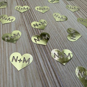 Personalized Initial Heart Confetti in Gold: Bridal Shower, Engagement Party Decor