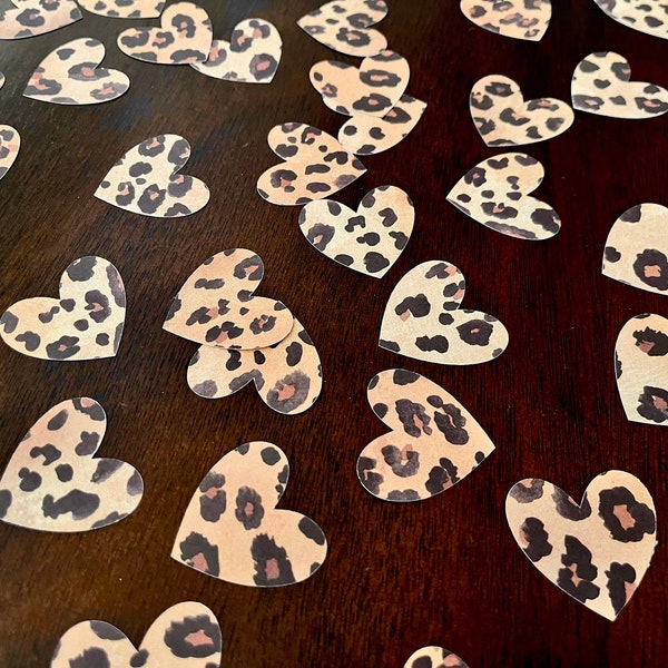 Cheetah Print Heart Confetti, Wild One Confetti, Leopard Print Heart Confetti, Party Animal Confetti, Safari Party Decor