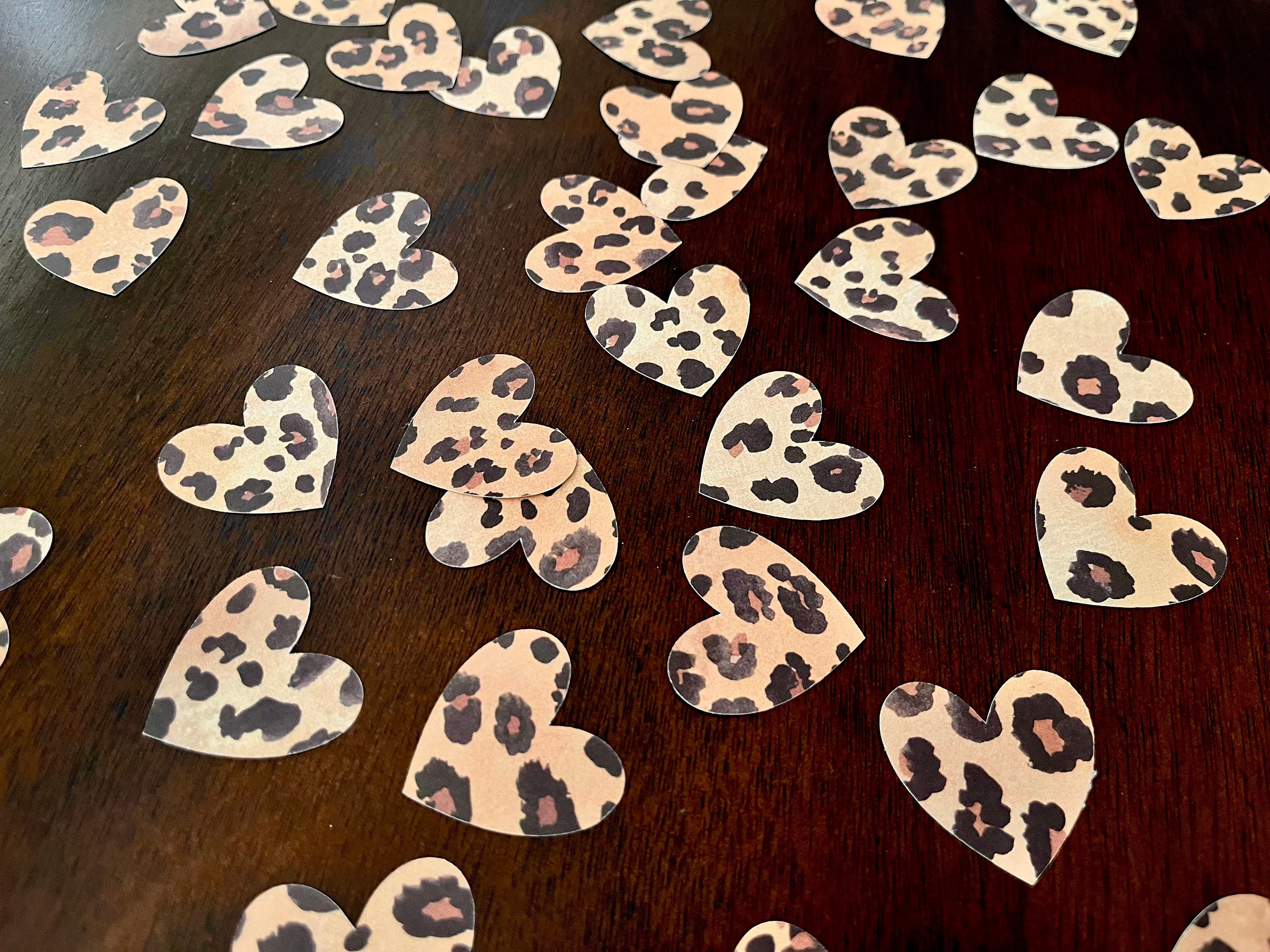 Cheetah Print Heart Confetti Wild One Confetti Leopard Print Heart Confetti Party Animal Confetti Safari Party Decor