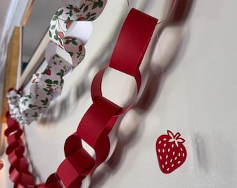Strawberry Paper Garland Chain, Berry First Birthday Theme