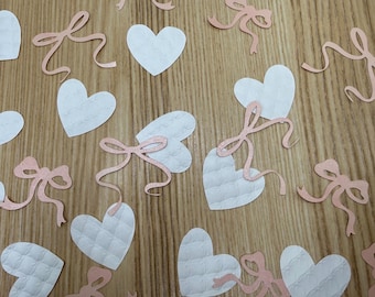 Pink Coquette Theme Confetti  Hearts and Bows:  Tying The Knot Table Decorations