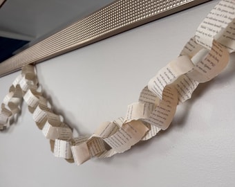 Book Pages Paper Garland Chain, Reading Theme Party, Book Club Decoration