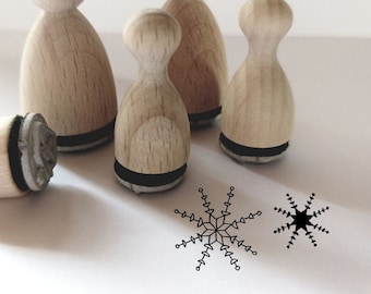 Mini Stempel 2er Set Sternflocke, Stern, Schneekristalle, Schneeflocke