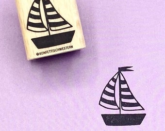 Stamp sailboat, sailing ship for greeting card