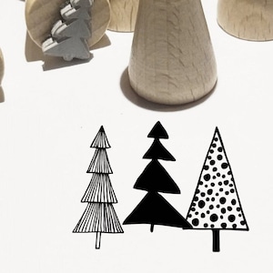 Mini Stempel 3er Set Tannen, Weihnachtsbäume, 18 mm