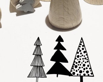 Mini set de tampons de 3 sapins, sapins de Noël, 18 mm