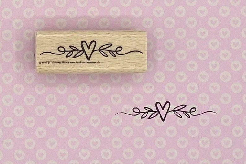 Stamp border with heart, decorative element for greeting cards, bullet journals etc. image 1