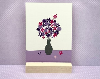 Postkarte Blumenstauß Vase
