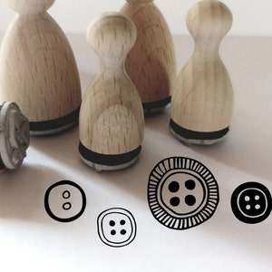 Mini Set de 4 Sellos: Botones para costureras, costura DIY, colgantes, tarjetas...