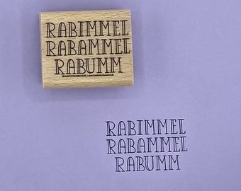 Stempel mit Text "Rabimmel Rabammel Rabumm" für Weihnachtszeit, Adventszeit