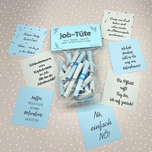 Job bag, with funny sayings through everyday working life; Fun in the office