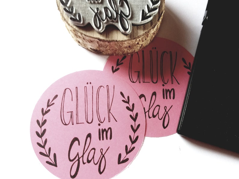 Stempel Glück im Glas Etiketten für Marmelade und Etsy