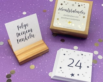 Advent calendar: 24 cards with positive thoughts plus card holder