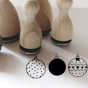 Mini stamp set of 3 Christmas balls 12 mm, Christmas tree balls, balls