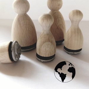 Mini stempel aarde, globe, globe, ruimte voor kaarten, uitnodigingen, cadeaukaartjes...