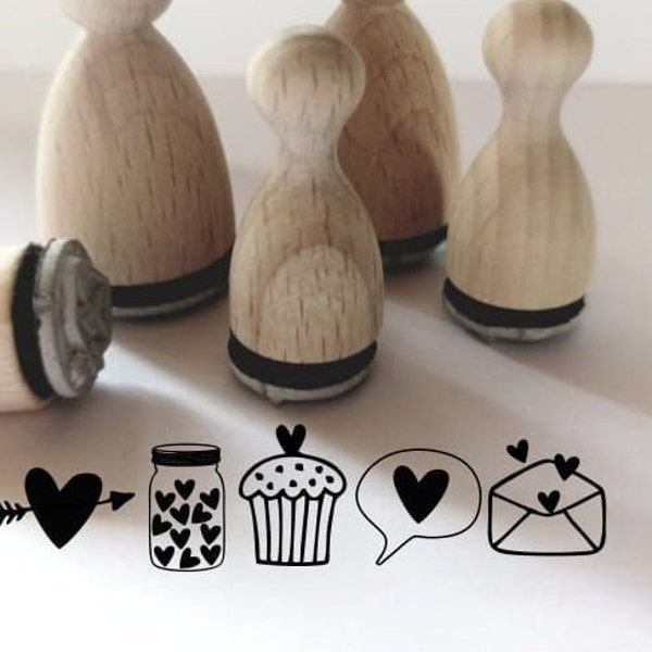 Mini Stempel 5er Set Liebe für Hochzeit, Valentinstag