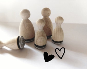 Mini tampons coeurs, lot de 2 pour cartes, mariages, étiquettes cadeaux...