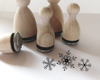 Lot de 3 mini tampons Cristaux de neige, flocons de neige