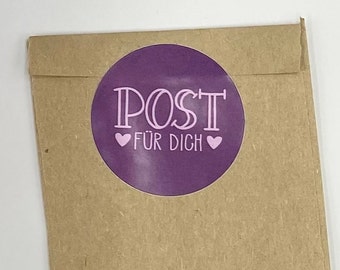 Sticker 10 Stück, Aufkleber, Geschenkverpackung, Versandaufkleber "Post für Dich"