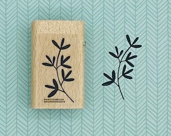 Stamp plant, branch with leaves for greeting cards, letter, scrapbooking