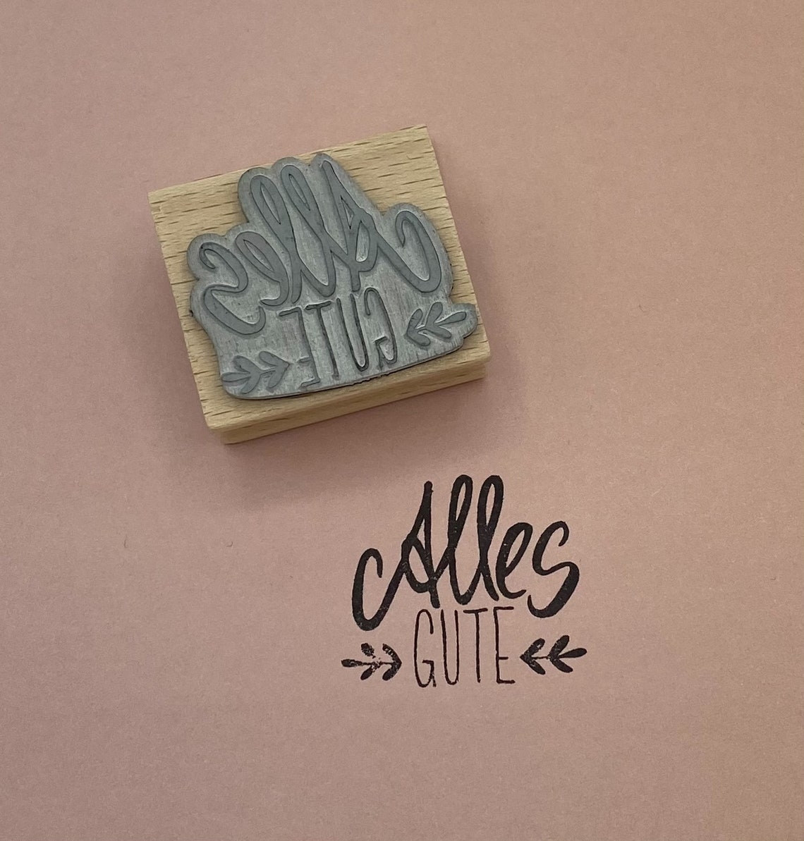 Heyda Poesiestempel 'Alles Gute' – Holzstempel Mit Handgeschriebenem Schriftzug, 0,5 Cm Hoch