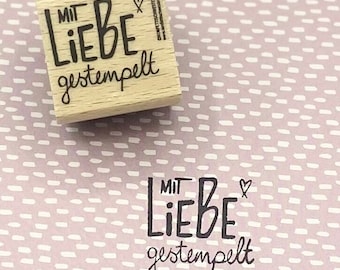 Stempel "mit Liebe gestempelt" für handmade label, hangemacht mit Herz