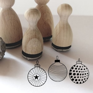 Mini stamp set of 3 Christmas balls 18 mm, Christmas tree balls, balls