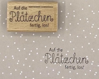 Stempel  "Auf die Plätzchen fertig los", für Kekstüten, Plätzchen Tüten, Geschenke Advent