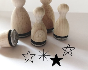 Mini set de tampons de 4 étoiles pour Noël, magie...