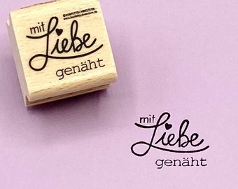 Stempel "mit Liebe genäht" für handmade label, hangemacht mit Herz