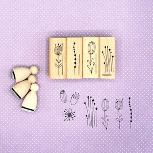 Set de tampons plantes, fleurs, éléments floraux pour cartes de vœux, cadeaux