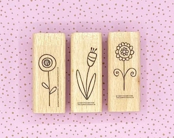 Stamp set plants retro, flowers, flowers, floral elements