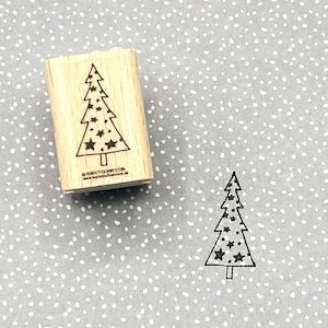 Timbro albero di Natale, albero di Natale, abete, con stelle
