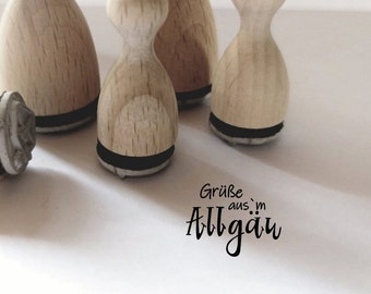 Mini Stempel Grüße aus dem Allgäu für Grusskarte, Brief, Geschenkanhänger