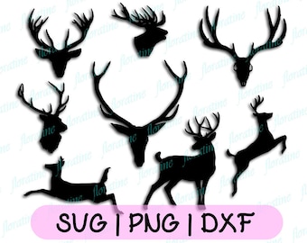 Deer Antler SVG Collection Deer Horn DXF - Antler Clipart - SVG Files for Silhouette Cameo or Cricut Commercial Use Iron On Transfer