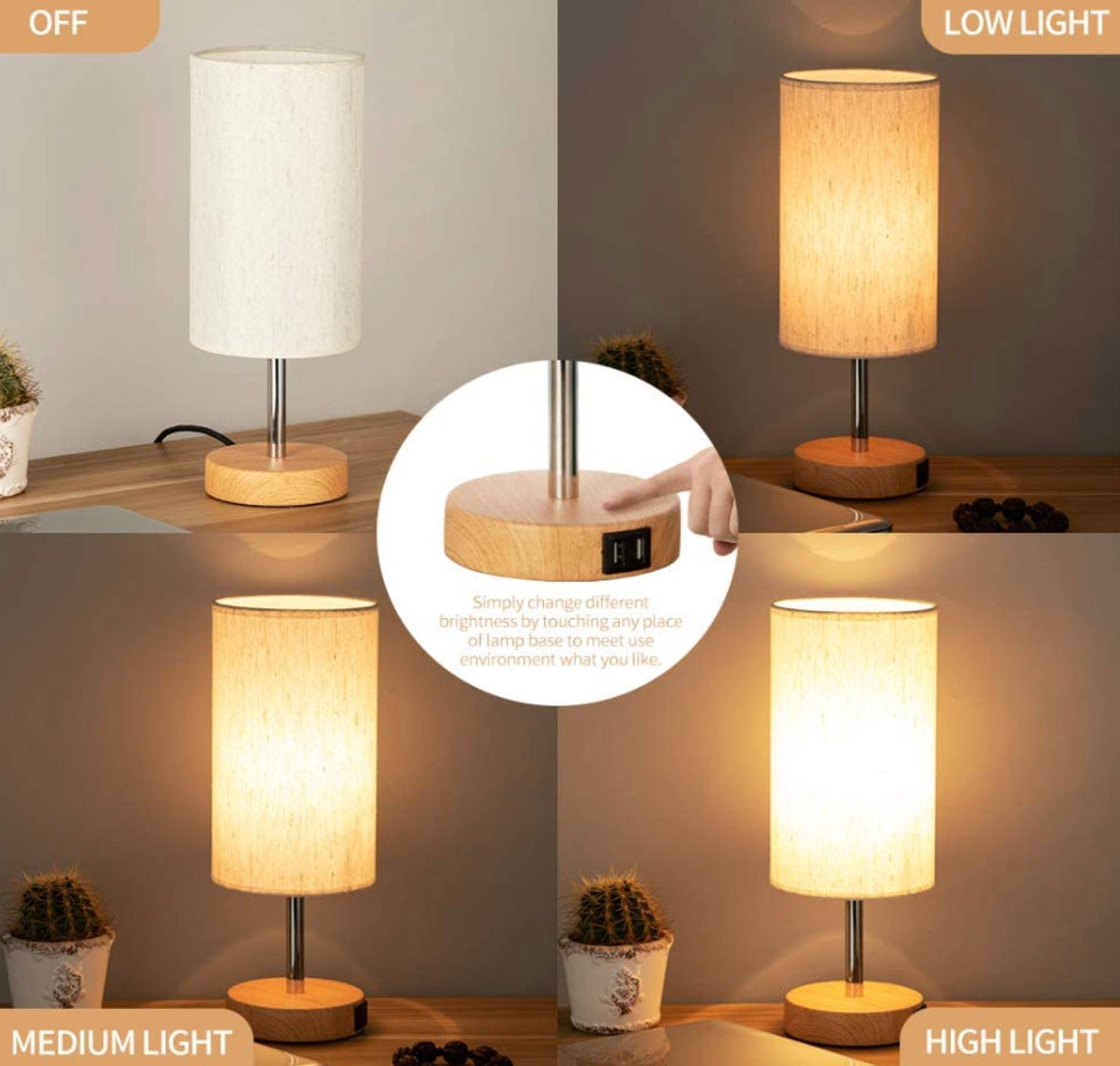Bedside Lamp with USB port Touch Control Table Lamp for Etsy