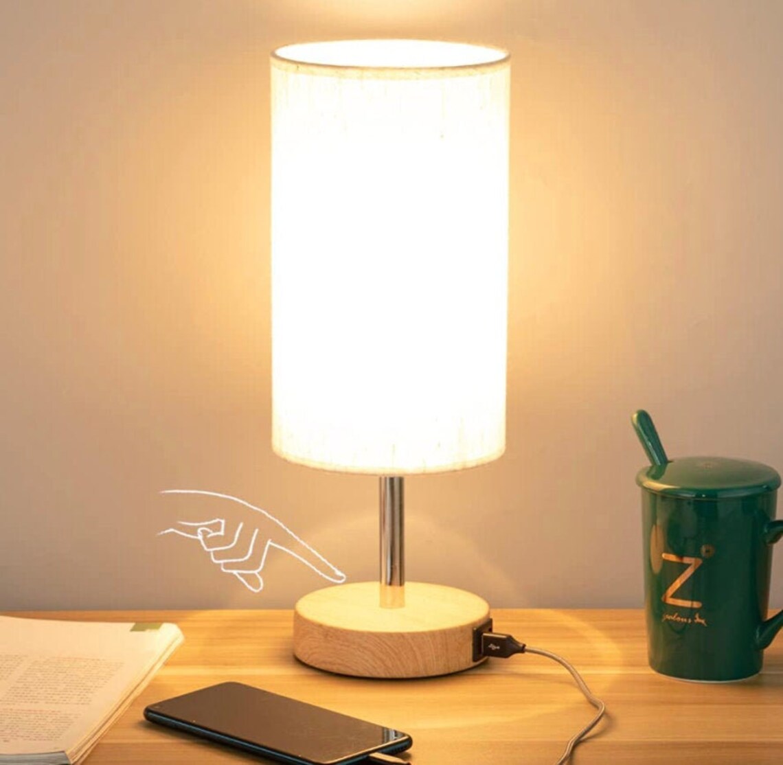 Bedside Lamp with USB port Touch Control Table Lamp for Etsy
