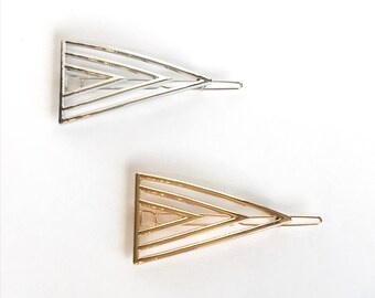 triangle hair clip silver hair pin gold hair clip triangle gold hair barrette geometric hair accessory silver hair clip women gold hair clip