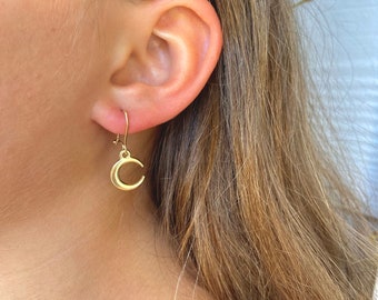 Crescent Moon Dangly Earrings