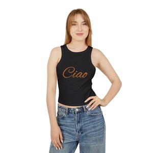 Ciao Women&#39;s Micro Rib Racer Tank Top - Stylish Summer Essential, Casual Wear, Beach Top, Gift for Her, Birthday Outfit