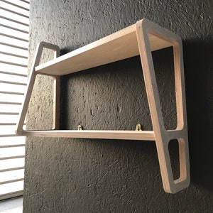 Plywood Shelves, plywood furniture, mid century modern shelving unit, minimalist modular shelving, tiered wooden shelves with bracket