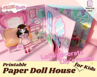 Printable Paper Doll House for Kids, DIY Busy Book, Paper Craft for Kids, Girls Craft Kit, Holiday Activity Prish Dolls